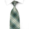 Renoma Men’s Rhinestone Silk Necktie Green Foulard On Silver