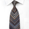 Renoma Men’s Silk Necktie Brown Navy V-Striped Checker With 
