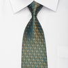 Renoma Men’s Silk Necktie Gold Floral On Dark Teal Sparkling