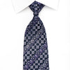Renoma Men’s Silk Necktie Purple Cartouche On Navy Sparkling