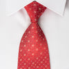 Renoma Mens Silk Necktie Silver Micro Dots On Red Sparkling 