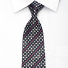 Renoma Men’s Silk Necktie Silver Pink Checkered On Navy 
