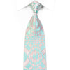 Renoma Mens Silk Tie Silver Blue Geometric Sparkling With 