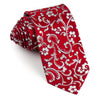 Renoma Neck Tie Silver Floral On Red Silk With Rhinestones 3