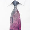 Renoma Rhinestone Necktie Purple Silver Geometric Square 