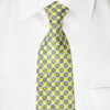 Renoma Rhinestone Necktie Silver Yellow Checker Design With 