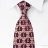Renoma Rhinestone Silk Necktie Golden Cartouche On Burgundy 