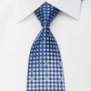 Renoma Rhinestone Silk Necktie Silver Checkered On Blue With