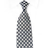 Renoma Rhinestone Silk Necktie Silver Navy Checkered With 