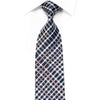 Renoma Rhinestone Silk Necktie Silver Plaid On Navy With 