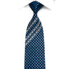 Renoma Rhinestone Silk Necktie Silver Stripes Blue Geometric