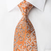 Renoma Rhinestone Silk Necktie Silver Vines On Orange With 