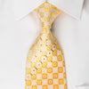 Renoma Rhinestone Silk Necktie Yellow Orange White Checkered