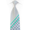 Renoma Rhinestone Silk Tie Teal Blue Striped Cartouche On 