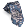 Renoma Silk Necktie Silver Floral Roses On Gray With White 
