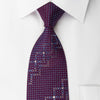 Renoma Silk Rhinestone Necktie Blue Trellis On Purple With 