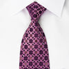Renoma Silk Rhinestone Necktie Checker On Purple With Purple