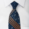 Renoma Silk Rhinestone Necktie Checkered On Blue With Silver