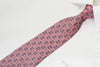 Renoma Silk Rhinestone Necktie Red Medallions On Blue Silk -