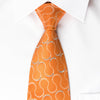 Renoma Silk Rhinestone Necktie Silver Waves On Orange With 