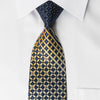Renoma Silk Rhinestone Necktie Yellow Stripes On Blue With 