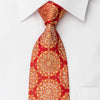 Renoma Silk Rhinestone Tie Golden Medallions On Red With 