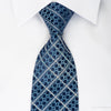 Renoma Striped Rhinestone Necktie On Blue With Silver 