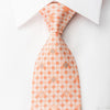 Renoma Woven Silk Necktie Peach Orange Checker Sparkling 