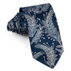 Rhinestone Tie By Mila Schon Silver Floral On Navy Blue Silk