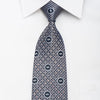 Roberta-di-Camerino Men’s Silk Tie Silver Trellis On Navy 
