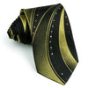Roberta di Camerino Silk Neck Tie Yellow Waves On Black With