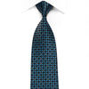 Rogatis Men’s Crystal Silk Tie Geometric On Blue With Silver
