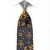 Rogers Dail Men’s Silk Crystal Necktie Golden Floral On Navy