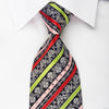 Rogers Dail Silk Rhinestone Necktie Color Stripes Silver 