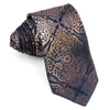 Roygen Rhinestone Silk Neck Tie Beige Damask Design On Black