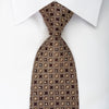Roygen Silk Necktie Medallions On Brown With Rhinestones - 1