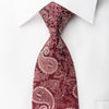 Roygen Woven Silk Necktie Boteh Paisley On Burgundy 