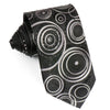 Silk Neck Tie By Elegance Silver Circles On Black With 