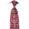 Silver Damask On Burgundy With Sparkles Rhinestone Silk 