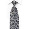 Smalto Men’s Silk Necktie Silver Black Anthemion Paisley 