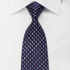 Smalto Rhinestone Silk Necktie Pink Silver Geometric On Blue