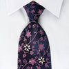 Smalto Rhinestone Tie Pink Floral On Purple With Silver 
