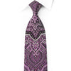 Smalto Silk Necktie Damask On Purple Sparkling With Crystal 
