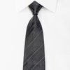 STCO Men’s Black Silk Skinny Tie With Silver Stripes - 1