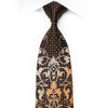 M Story Men’s Crystal Silk Necktie Silver Orange Damask On 