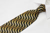 Taiyo Gold Silk Rhinestone Necktie Yellow Waves On Black 