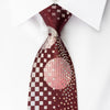 Tandy Rhinestone Silk Necktie Geometric On Burgundy With 