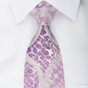 TLS Rhinestone Silk Necktie Mauve Purple Novelty On White 