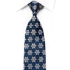 TLS Rhinestone Silk Necktie Silver Geometric On Navy With 