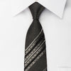 TVGT Skinny Tie Sparkling Silver Stripes On Black Silk - 1